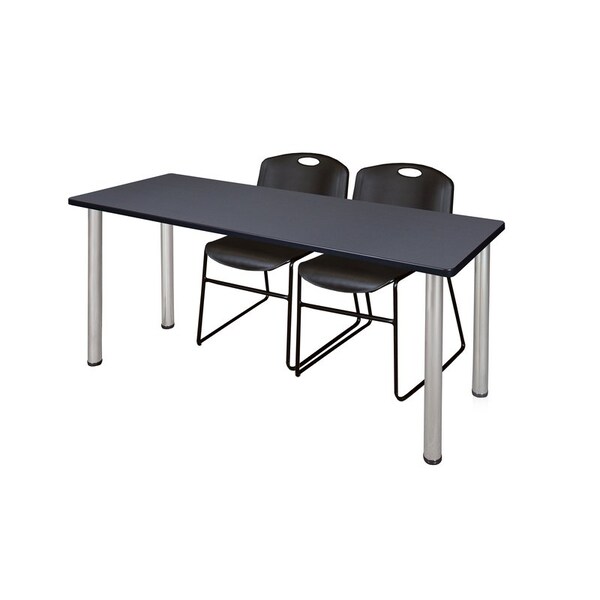 Kee Rectangle Tables > Training Tables > Kee Table & Chair Sets, 60 W, 24 L, 29 H, Grey MT6024GYBPCM44BK - main